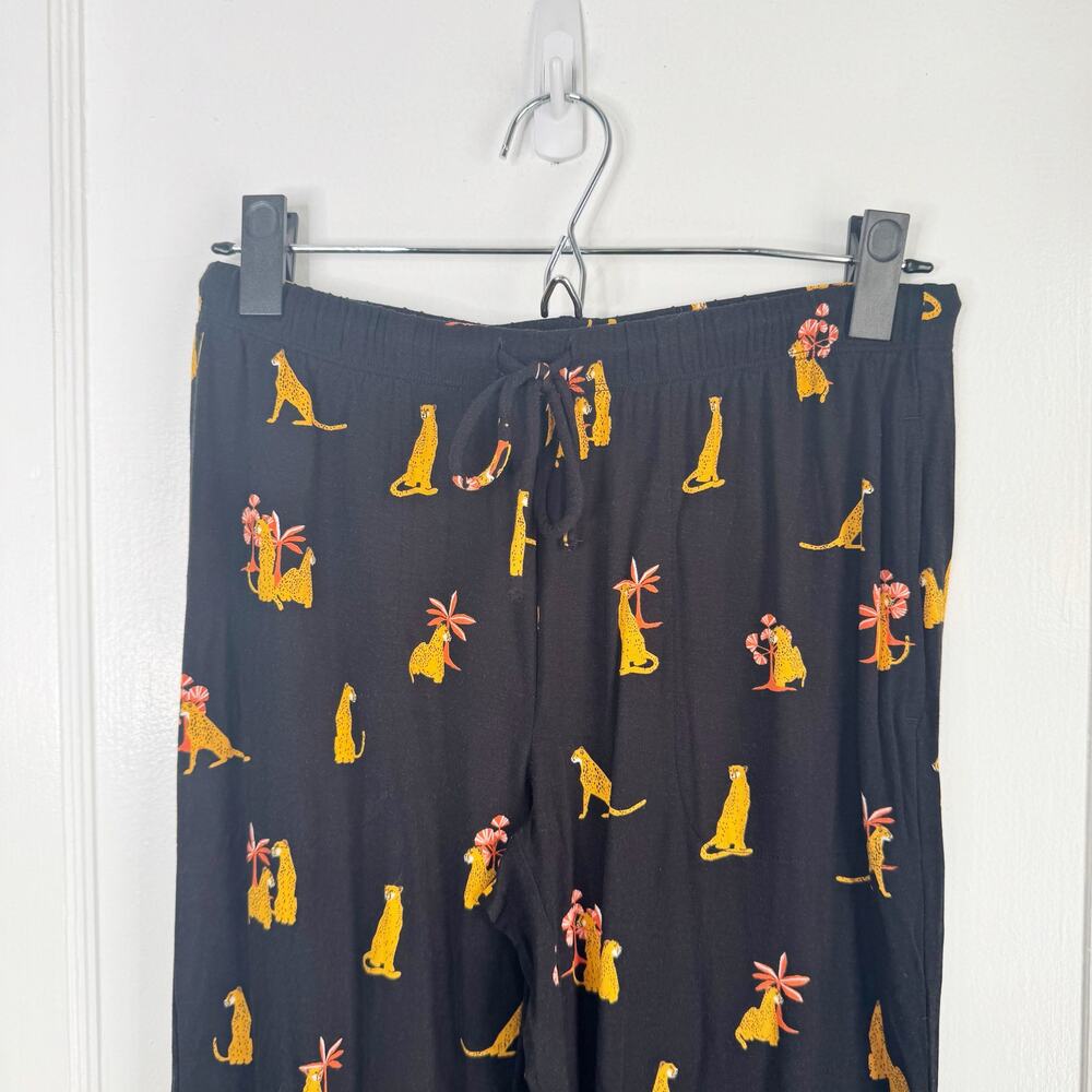 SOMA Cool Nights Cropped Pants Pajama Set NEW Feline Fun Black Leopard Print XS - Picture 10 of 16